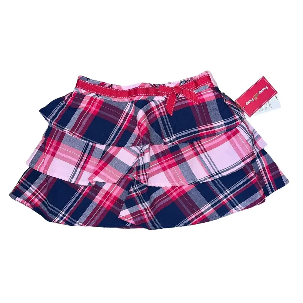 NWT Gymboree Pink & Navy Embroidered Puppy Top & Plaid Tiered Skort -SIZE 12-18M
